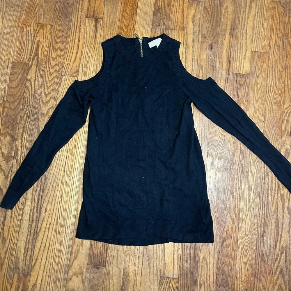 Michael Kors Black Cold Shoulder Long Sleeve Top Women’s Small
